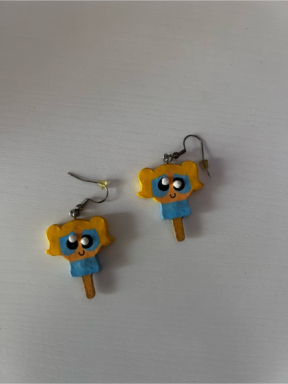 Handmade Yellow & Blue Popsicle Character Earrings - Cute Women Accessories